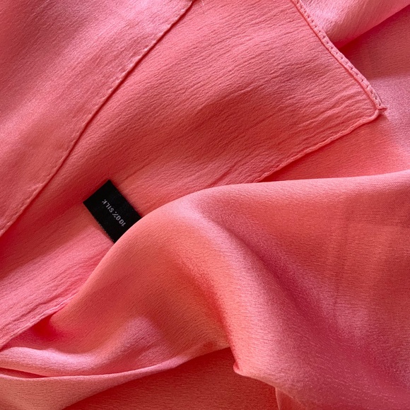 Coral Pink Red 100% SILK SATIN Large Shawl Scarf Wrap Wedding Bridesmaid CoverUp - Picture 5 of 5